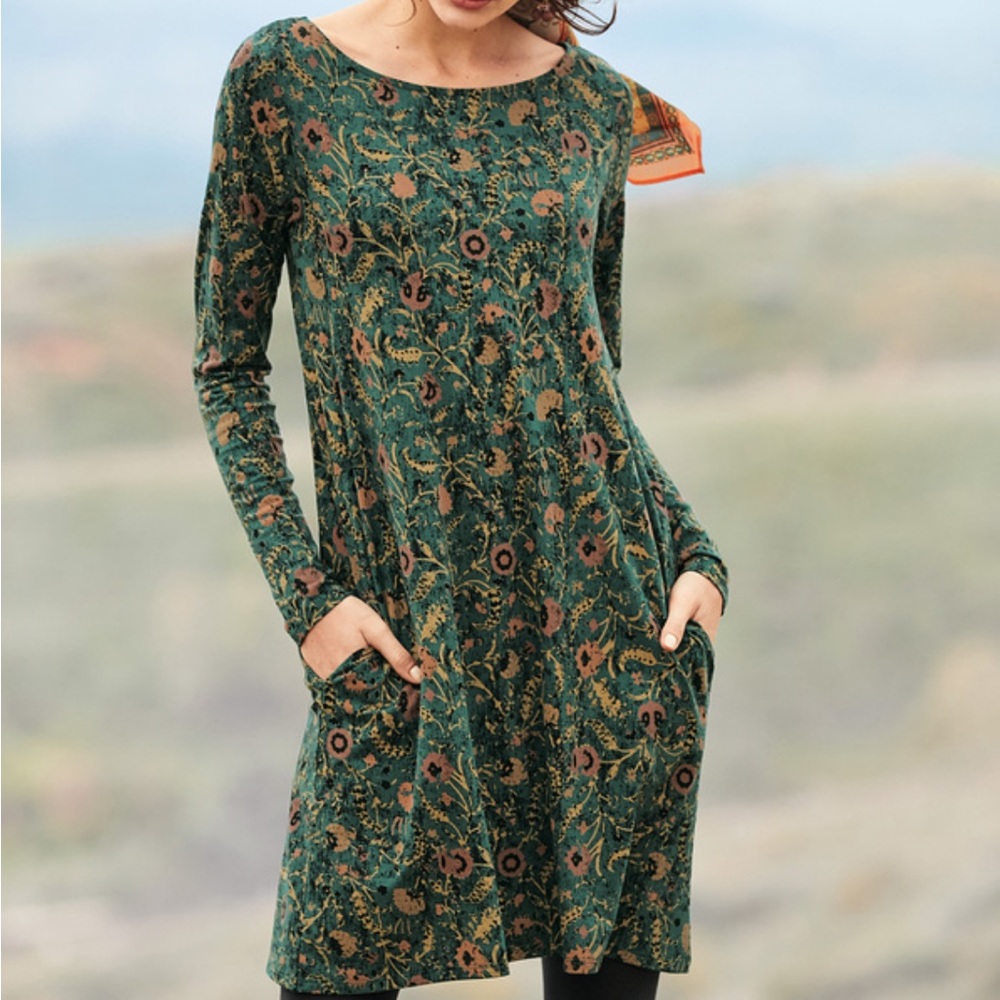 Peruvian Connection Orla Print Long Sleeve Dress Large L